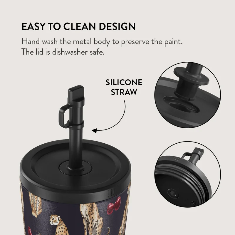 Burga  Burga Cougar 700ml Travel Mug Flap & Straw Set Lid Combo – BPA-Free Stainless Steel, Triple-Layer Insulated, Leak-Resistant, Premium Printed Design – Hot & Cold Drinks  | Best Price UAE